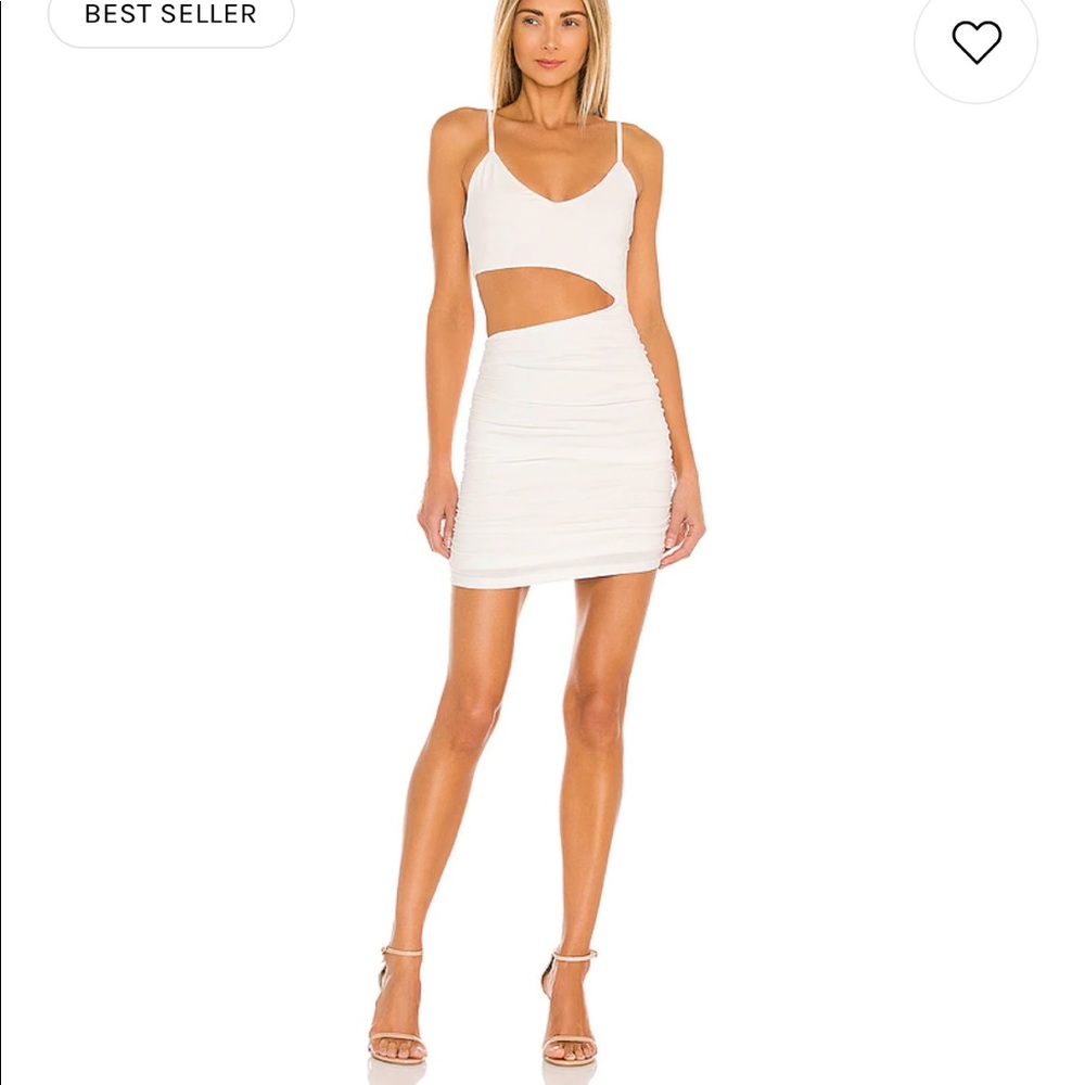 NWT white darcey ruched cutout mini dress from super down sz small